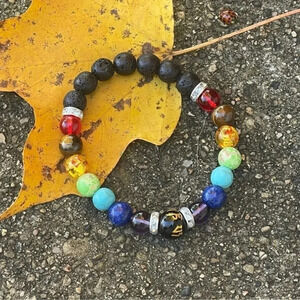 Chakra Black Lava Beaded Bracelet